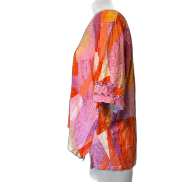 Chico's Multicolor Orange Pink Purple Abstract Blouse Top 3 16 XL - Picture 6 of 9